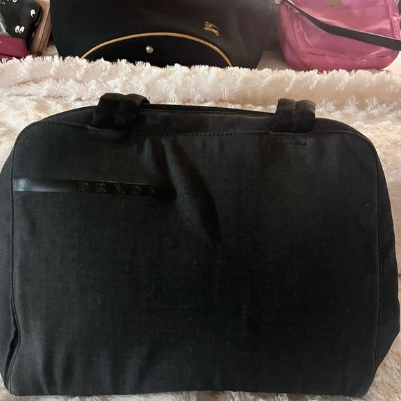 All black nylon Prada shoulder tote featuring a unique design inside - Picture 2 of 8